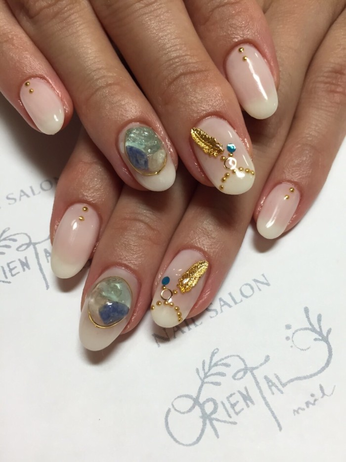 16  天然石×フェザー